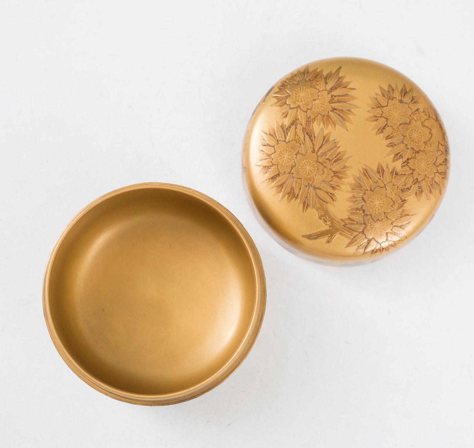 四季草花蒔絵 金城雅月 金蒔絵 金地 平棗 なつめ 内金溜 桜 紫陽花 菊